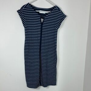 Adventura Navy Striped Organic Cotton Travel T-Shirt Dress with pockets XS